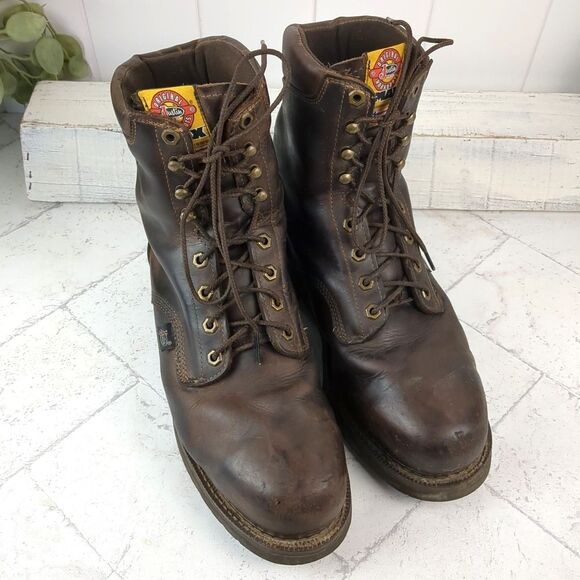 Justin Original Work Boots Lace-up Safety Toe 445 Double Comfort Men\'s 10 EE main image 6